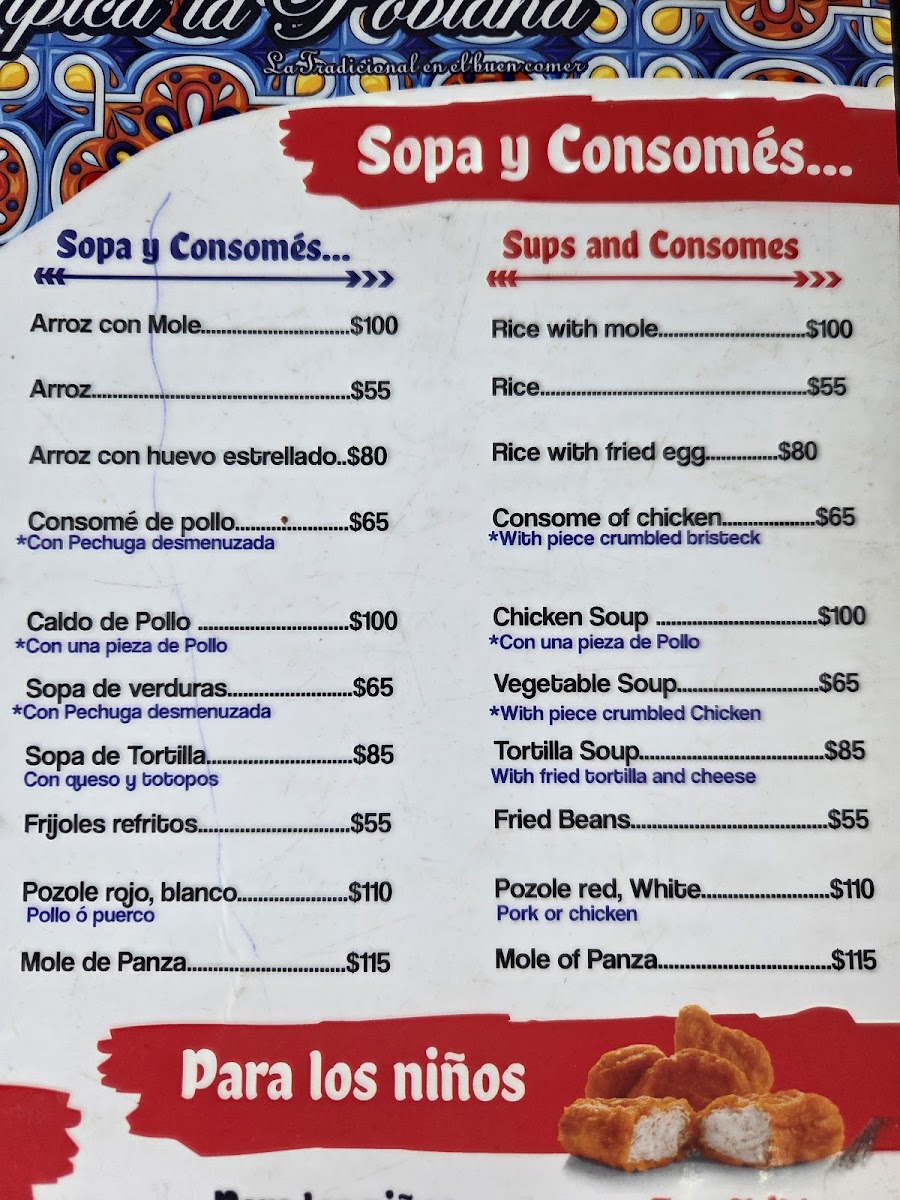 Fonda Típica La Poblana Menu - Image 1