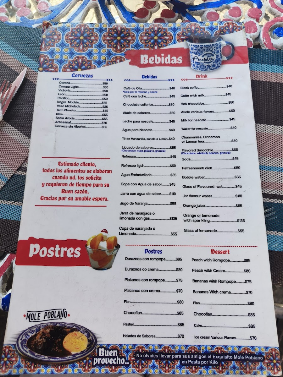 Fonda Típica La Poblana Menu - Image 2